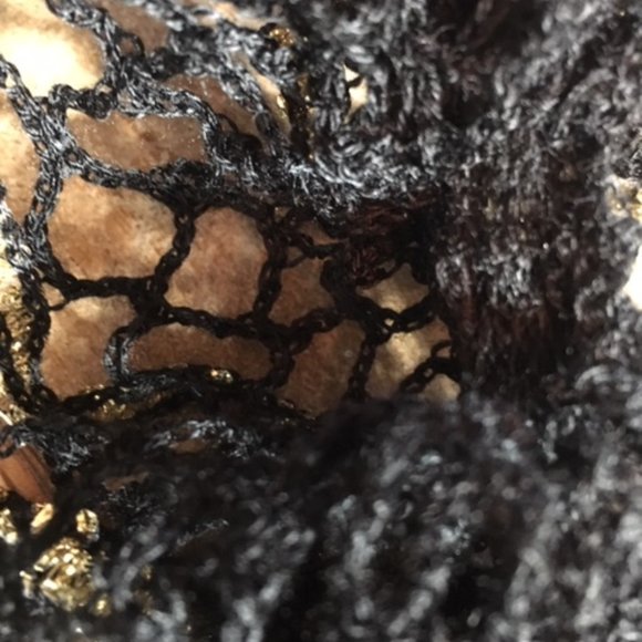 Handmade Black Crocheted Layered Scarf - Picture 6 of 8